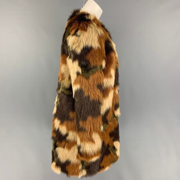 MICHAEL by MICHAEL KORS Size M Tan Brown Polyester Textured Collarless Coat - Picture 2 of 5